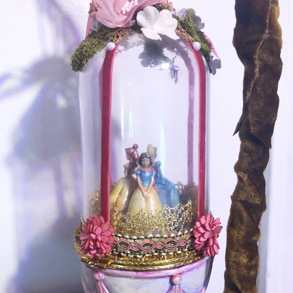 Christmas Artist Altered Disney's Princess Wind-up Music Box Ornament. OOAK! - Picture 2 of 13